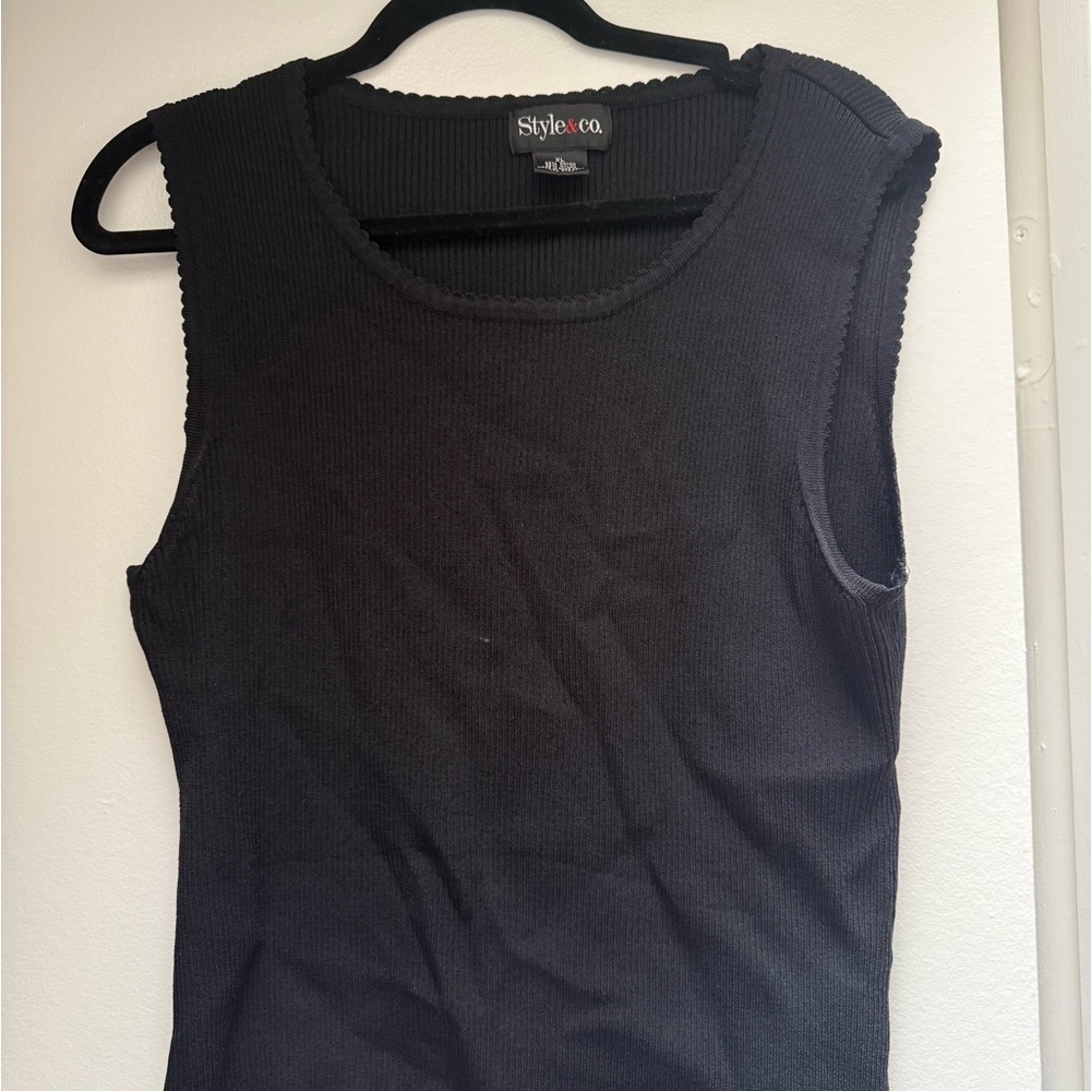 Style & Co. Black Fitted Tank Top
